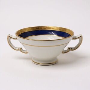 Tiffany & Co Soup Cup Cobalt Blue Porcelain Gold Rim Vintage Serveware
